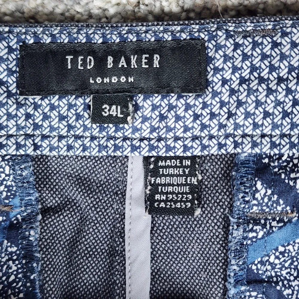 Ted Baker Chino Pants Mens 34L Slim Fit Micro Pattern Charcoal Grey Like New